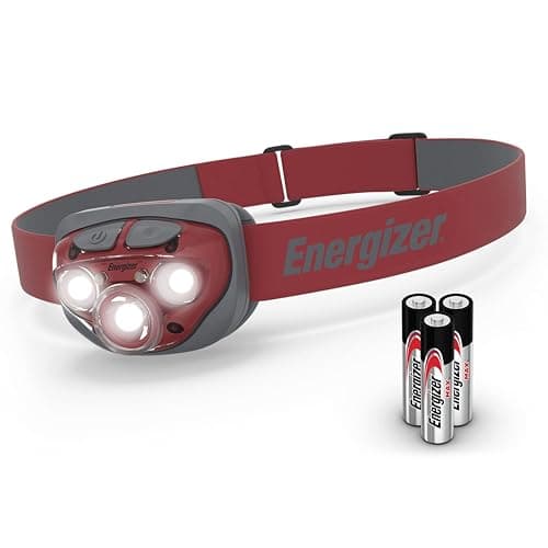 Image of Energizer Vision HD+ 315 Lumen Head Torch, Rust Red Headlight, Water‑Resistant LED,Powerful Bright Headlamp, Built for Running, Camping, Hiking, Outdoors, Batteries Included