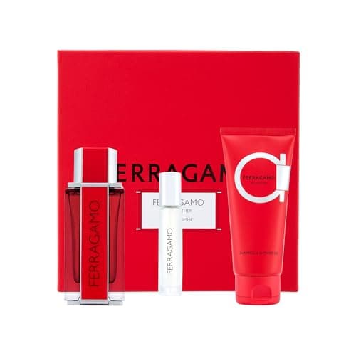 Image of Salvatore Ferragamo Red Leather Gift Set Eau de Parfum 100 ml, Shower Gel 100 ml, Travel Spray 10 ml