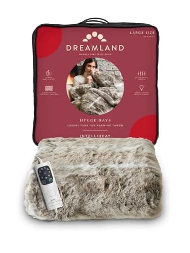 Image of Dreamland Hygge Days Electric Blanket – Heated throw - Alaskan Husky, Luxury Faux Fur, 5-minute Fast heat up, 6 temperature settings, 1/3/9-hour auto timer, Electric throw, Machine Washable, 160x120cm