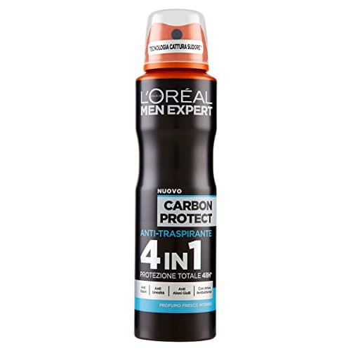 Image of L'Oréal Paris Men Expert Shirt Protect Antiperspirant Deodorant Spray Carbon Protect, 150 ml, Pack of 6