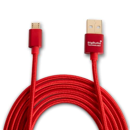 Image of BigBuild Technology RED 2-Metre Gold Plated USB Cable for TomTom Start 20, 25, 40, 42, 50, 52, 60, 62 Sat Nav