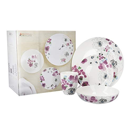 Image of Maxwell & Williams Viola 16 Piece Dinner Set in Gift Box, Porcelain, White, Service for 4