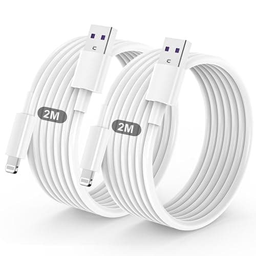 Image of BSTOEM 2Pack for iPhone Charger Cable, 2M+2M for Lightning to USB Cable MFi Certified, Fast Charging Lead for iPhone 14/13/12/11/Pro Max/XS/XR/8/7/6/Plus/5 SE, for iPad(white)