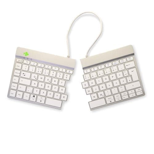 Image of R-Go Split Keyboard, Bluetooth 5.0, with Anti-RSI Software, Ergonomic Design with Split Keypad, Multi-Media Controls, QWERTZ German Layout, Compatible with Windows/MacOS, White