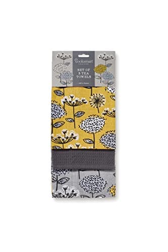 Image of Cooksmart British Designed Pack of 3 Tea Towels | Luxury Tea Towels for Kitchen | Modern Designed Tea Towel Set