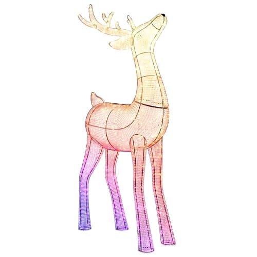Image of Twinkly Reindeers Stag, Mappable Outdoor LED Lighted Reindeer, 240 RGB LEDs and Warm White Light, Height 125cm, Compatible with Alexa and Google Home, IP44, App Controlled Christmas Outdoor Lights