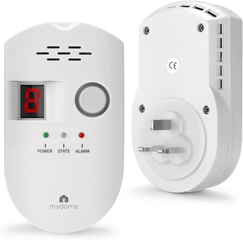 Image of Mydome Gas Leak Detector [V2 – Update] | Accurate Natural Gas Alarm With A Loud Alarm & Digital Display, White