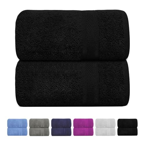 Image of NAUSHA.HOME Luxury JUMBO Bath Sheet, 90 x 180 cm, Pack of 2, 100% Ring Spun Egyptian Cotton, Highly Absorbent Quick Dryer and Durable Extra Large Super Soft Hotel Quality Towel (2, Black)