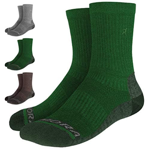 Image of Rymora Merino Wool Blend Walking Hiking Socks for Men & Women (Moisture Wicking, Breathable, Seamless) (One Pair - Green) (Medium: UK 7-10 / EU 40-44) [M]