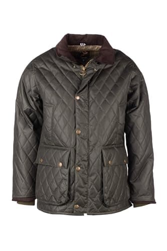 Image of Rydale Mens Diamond Quilted Wax Jacket Olive Green Waxed Cotton Coat For Men (UK, Alpha, XXL, Regular, Regular, Olive)