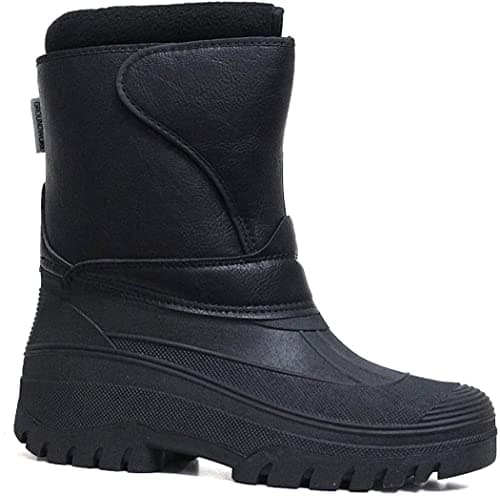 Image of Groundwork Mens Ladies Unisex Black Horse Riding Yard Water Resistant Stable Walking Rain Snow Winter Ski Wellies Wellington Warm Farm Mucker Boots UK 4-12 (Black Pu, 10 UK, numeric_10)