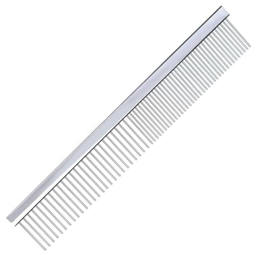 Image of GROOM PROFESSIONAL Fine/Coarse Chrome Dog Comb 19cm - Professional Pet Grooming Comb - s - Pet Hair Comb - Widely Used By Groomers - 19cm Long with 3cm Long Teeth