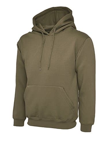 Image of Mens Classic Plain Pullover Hooded Sweatshirt Hoodie Sweater (22 Colours) Olive Green