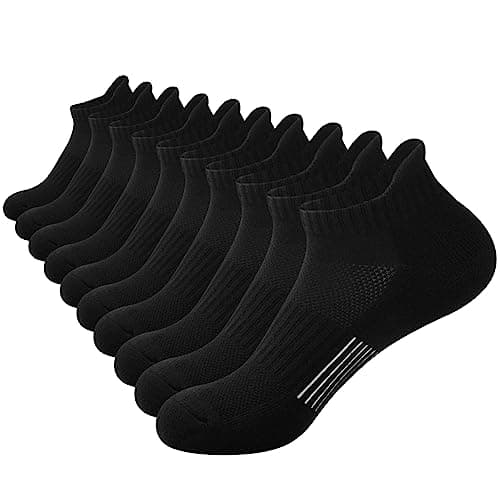 Image of ILovDaisy Trainer Running Socks Womens 5 Pairs,Black Ankle Sports Socks Women Cushioned Breathable Socks, Low Cut Athletic Socks for Ladies Girls 6-8