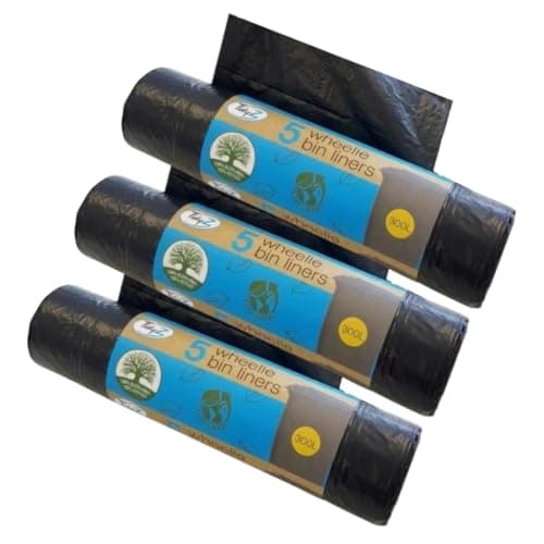 Image of Tidy Z 15 x S 300L Outdoor Wheely Bin Liners Waste Bin Bags Fits Bins 230 x 143cm, Black