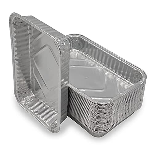 Image of Mamatura Aluminium Bowls, Pack of 25, Suitable for Landmann Char-Broil Jamestown, 21 x 14 x 3 cm, 650 ml, Aluminium Drip Trays, Grill Trays