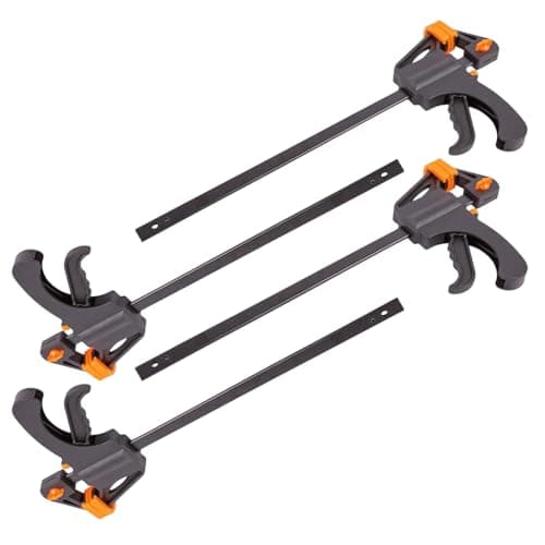 Image of Dunnet Tools 4 Pack 12" Inch Heavy Duty F Clamps For Woodwork And Metalwork - Multi Use Wood Clamps Hand Tools Ratchet Clamp For Wood Metal Plastic - Easy Use Quick Release Clamp With Nylon Head
