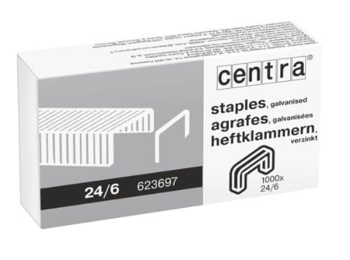 Image of Centra 24/6 mm Galvanised Staples - Box of 1000