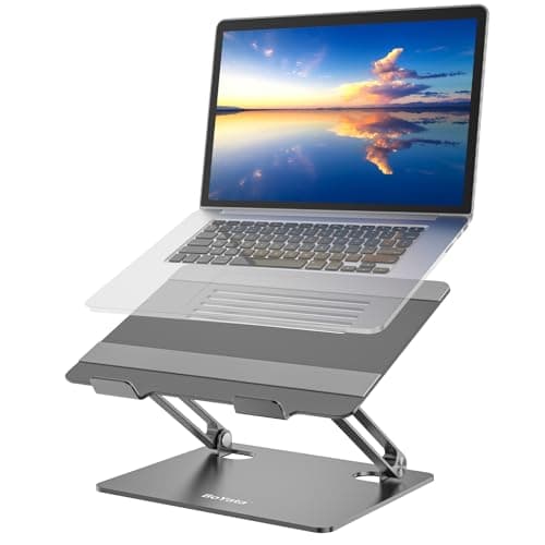 Image of BoYata Laptop Stand, Stand for MacBook: Multi-Angle Sand Cooling Stand, Compatible with Laptops (10-15 Inches), Including MacBook Pro/Air (Grey)