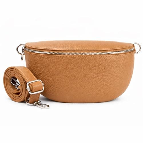 Image of Woodland Leathers Cross Body Bag for Women Genuine Italian Leather Cross Over and Bumbags for ladies, Convertible Crossbody Sling Bag leather Belt Bag for Women with Adjustable Strap (Tan)