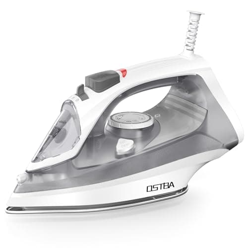 Image of OSTBA 1600W Steam Iron for Clothes Quick Heating Non-stick Sole Precise Thermostatic Dial Self-Cleaning Anti-Limescale Anti-Drip Function 300ml Tank :