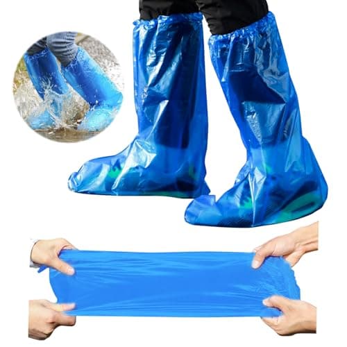 Image of 100 Pcs Disposable Thicker Boot and Shoe Covers,19 inch Tall Extra Large,Waterproof Anti-Slip Overshoe (50 Pairs),Outdoor Indoors Overshoes, Fit Up To Men's 14 (Blue)