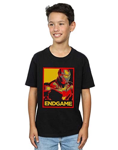 Image of Marvel Boys Avengers Endgame Iron Man Poster T-Shirt Black 9-11 Years