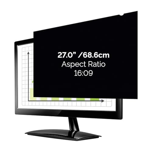 Image of Fellowes PrivaScreen Black Out Privacy Filter Anti Glare Screen Protector for Monitor 27.0" Inches (16:09 Aspect Ratio) 597 x 335mm - Easy Attach & Removal with Quick Reveal Tabs