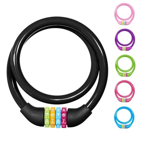 Image of Ainiv 4-Digit Password Bicycle Lock, 65cm Portable Anti-Theft Bike Lock - Resettable 4-Digit Combinations for Bike, Motorbike, Scooter, Skateboard, Gate, Fence (Black)