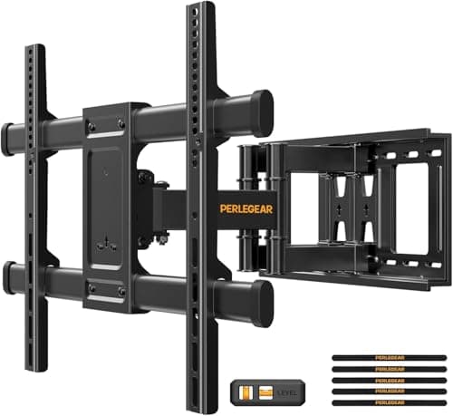 Image of Perlegear TV Wall Bracket for 37-84 Inch Flat/Curved TVs up to 60kg, Swivel Tilt TV Bracket Max.VESA 600x400mm, Full Motion Wall Mount with Dual Arm