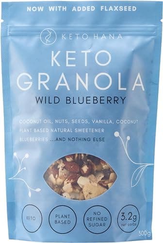 Image of Keto Hana Wild Blueberry Keto Granola Keto Diet Vegan Grain Free Dairy Free Plant Based No Refined Sugars Gluten Free 2.3g Net Carbs Breakfast Cereal - 300gr/0.6lbs