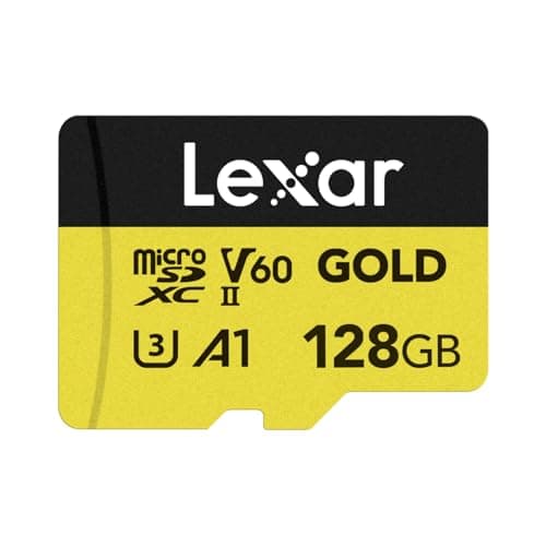 Image of Lexar GOLD 128GB Micro SD Card, microSDXC UHS-II Flash Memory Card, V60, U3, A1, C10 microSD Card, Up to 280MB/s Read, TF Card for Drone/Action Camera/UHS-II Portable Gaming Device (LMSGOLD128G-BNNNG)