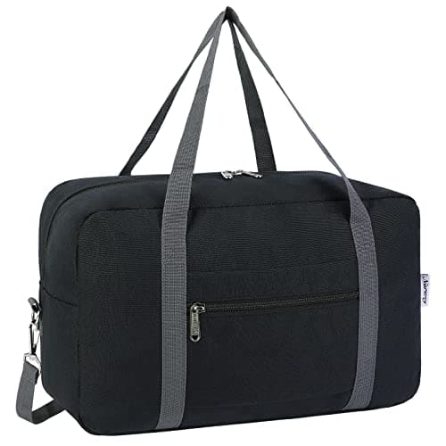 Image of Narwey for Ryanair Cabin Bags 40x30x20 Underseat Foldable Travel Duffel Bag Holdall Tote Carry on Hand Luggage Overnight for Women and Men 20L (Black (with Shoulder Strap))