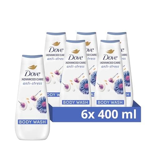 Image of Dove Advanced Care Anti-Stress Chamomile & Oat Milk Body Wash Shower Gel for instantly lotion-soft skin 400 ml, Pack of 6