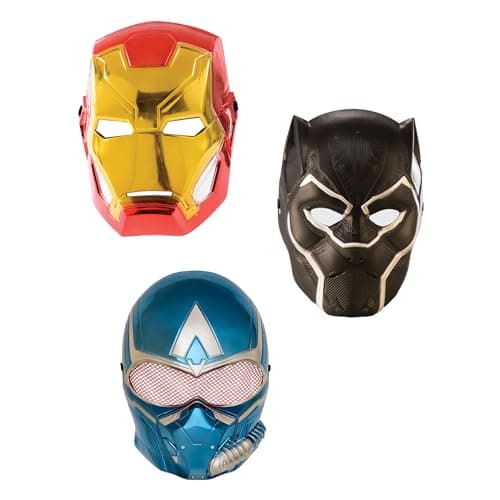 Image of Rubies Official Marvel Mask Bundle, Includes Iron Man, Black Panther & Captain America, Kids, Children's Fancy Dress