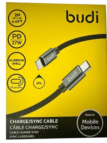 Image of Budi type C to Lightning Cable (2M Long) RoHs certified for iphone X,11,11 PRO/PRO,MAX, 12,12 PRO/PRO MAX, 13,13 PRO/PRO MAX (PD FAST RAPID CHARGING)