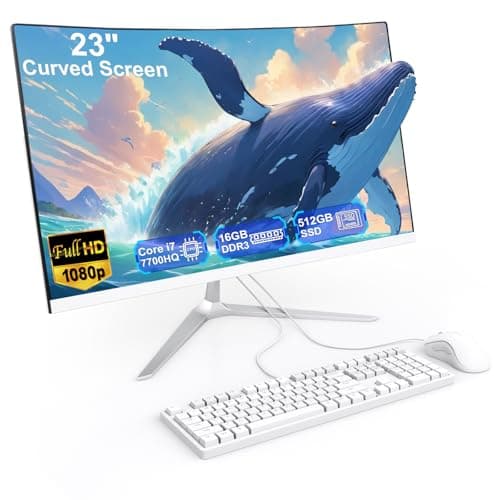 Image of SUKOTOP All-in-One Desktop PC 23.8 Inch Curved Display Core i7 7700HQ(up to 3.8Ghz) All-in-One PC 16GB RAM 512GB SSD Dual Band WiFi Bluetooth 5.0 Complete with Wired Keyboard & Mouse
