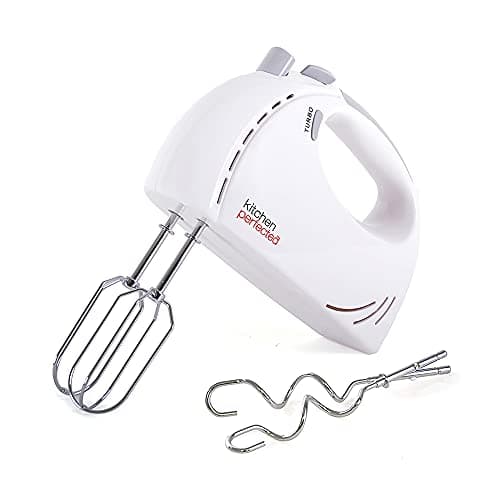 Image of KitchenPerfected 200w Hand Whisk - 5 Speed Selection - Turbo Function - 2 Beater Attachments - 2 Hook Attachments - Eject Button -White - E5433WH
