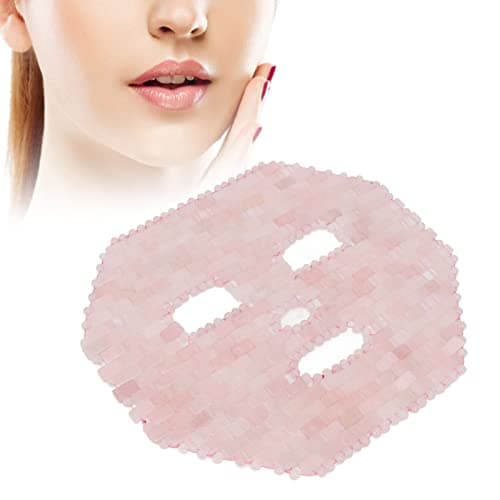 Image of Jade Facial Mask, Premium Quartz Cooling Mask for Face, Anti-Aging Sleep Mask, Hot & Cold Therapy Face Mask, Spa Eye Mask for Dark Circles (Rose Quartz)