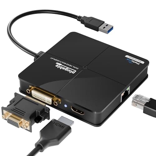 Image of Plugable USB 3.0 Universal Mini Laptop Docking Station for Windows and Mac (Dual Video HDMI and DVI/VGA, Gigabit Ethernet)