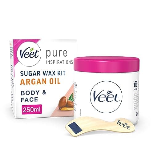 Image of Veet Argan Oil Hot Wax Kit 250 ml - Sugar Hair Removal, Warm Facial Remover with Strips, Dermatologist-Tested Solution for Smooth Skin