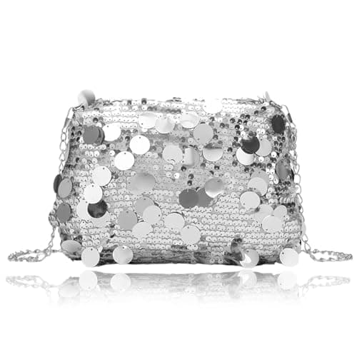 Image of Suupii 1 Pcs Evening Clutch Sequin Bag For Womens, Silver Clutch Bags For Women Silver Bags For Women Y2k Bag With A Zipper, Sparkly Bages For Womens Suitable For Daily Party Use