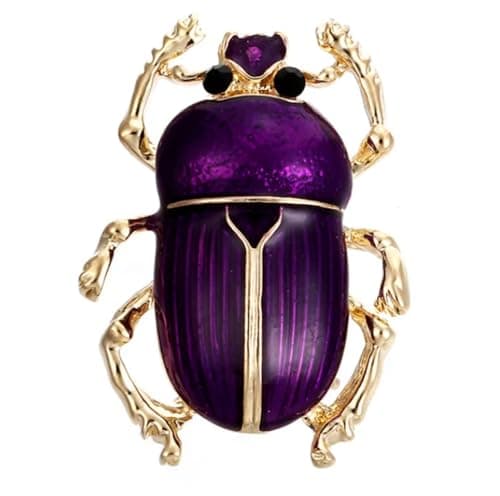 Image of Purple Beetle Brooch Pin, Enamel Plated Insect Jewellery in a Gift Bag