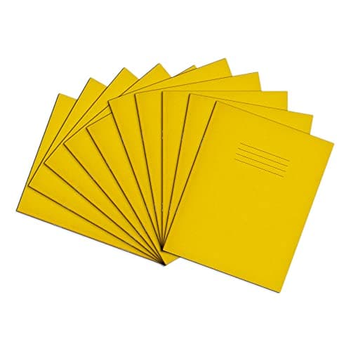 Image of Rhino A5+ Exercise Books, 80-Page / 8mm Lined with Margin Paper Notebook, 10-Pack, 9 x 7 Writing Book, Office & School Stationery Supplies, Yellow