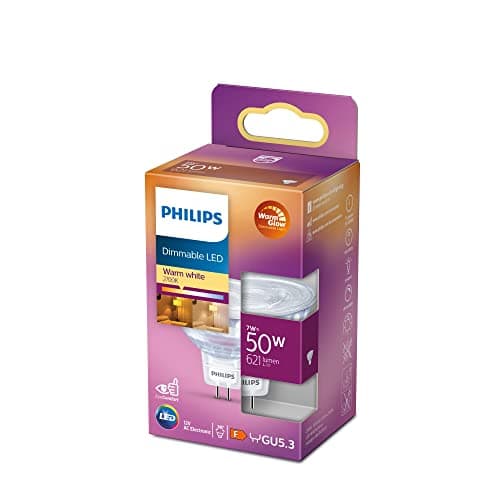 Image of Philips LED Classic Spot Warm Glow Dimmable Indoor Light [Warm White 2200 - 2700K] 7W - 50W Equivalent. Spotlights for Indoor Home Lighting