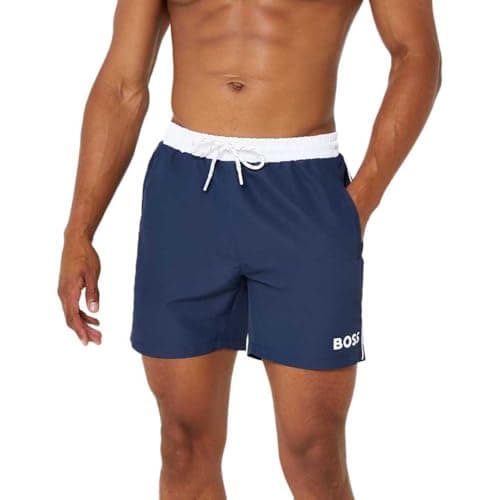 Image of BOSS Mens Swim Shorts Navy/White L