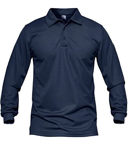 Image of MAGCOMSEN Men Outdoor High Moisture Wicking Polo Shirts Advantage Performance Polos Long Sleeve , Navy, UK XL(CN 2XL)