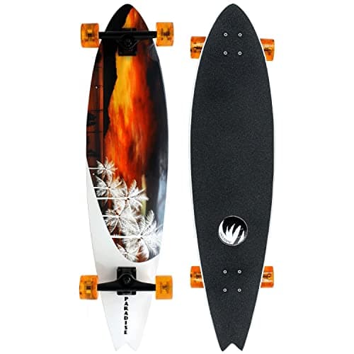 Image of Paradise White Sunset Pintail Complete Longboard - White, 39.5x9.5 Inch