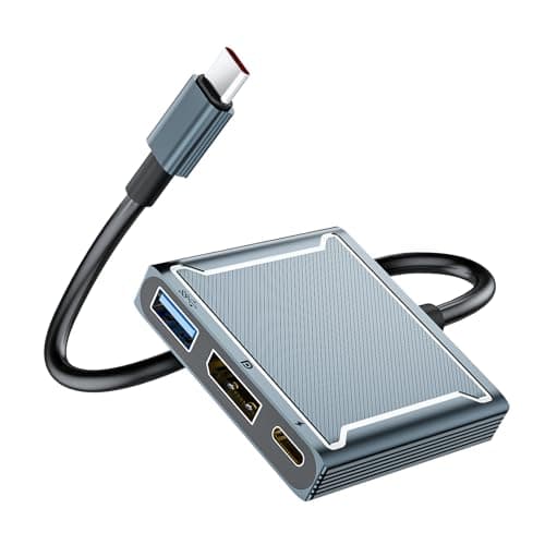 Image of USB C to DisplayPort Multiport Adapter Dock, BolAAzuL 3-in-1 Type C Hub with 1xDP 1.4 + 1xUSB 2.0 + 1xPD Charging Port(Type C), 8K 60Hz/ 100W PD/DP ALT Mode Supported for Macboo pro, iPad pro, Monitor