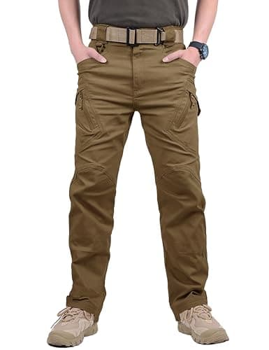 Image of MAGCOMSEN Cargo Work Trousers Men Outdoor Multi Pockets Military Army Tactical Pants Secturity Airsoft Brown 30